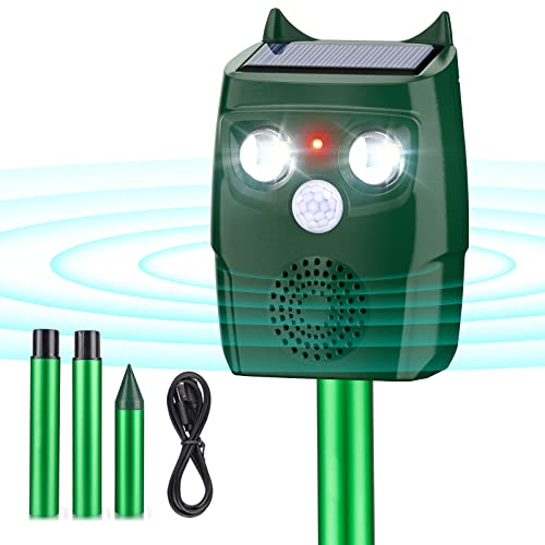 Cat Deterrent for Garden, Ultrasonic Cat Deterrent with Motion Sensor, 3 Ultrasonic Modes and Flash, Automatic Animal Repellent, Cat Repellent, Marten Repellent, Dog Deterrent, Weatherproof, Solar