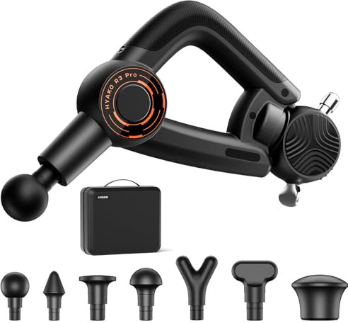 HYAKO R3 Pro 3-in-1 Massagepistole 16 mm Amplitude + Hochfrequenz-Vibrationstherapie-Massagegerät – Tiefengewebe-Muskel-Massage Gun, lindert Ganzkörper-Muskel-Skelett-Schmerzen