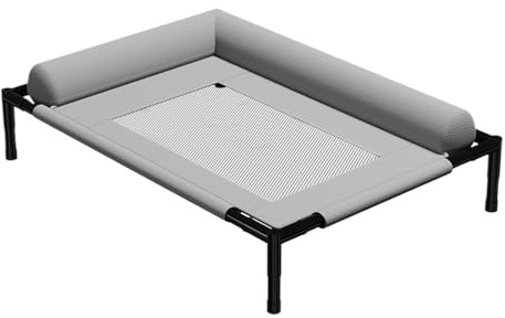 Jvjggag Erhöhtes Hundebett, kühlende Welpenmatte, leicht, waschbar, Haustiermöbel mit Kissen und atmungsaktivem Netzgewebe, für Outdoor, Indoor, Camping, Terrasse, Sonnenbaden, Reisen