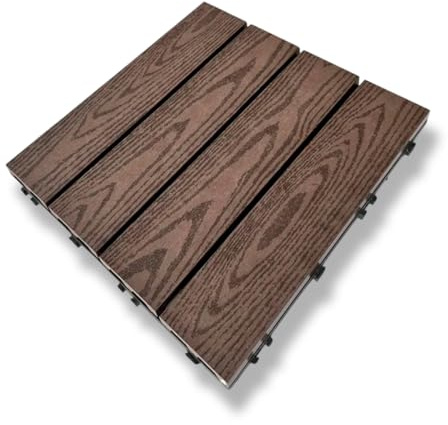 Baldosas Madera Composite WPC Terraza Patio Jardin Porche Ext e Int - Antideslizantes Robustas Texturizadas - 11 unidades (1m²) 30x30x2,5 Teka
