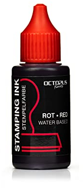 Octopus Fluids Stempelfarbe, Nachfüllfarbe zum Nachtränken von Stempelkissen und Stempelautomaten, 30ml Stempelfarbe, rot ohne Öl