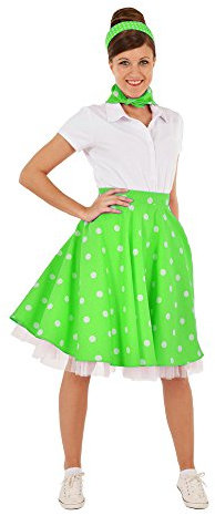 Tellerrock mit Halstuch Kleine Punkte Grün Weiß Gr. XL - Wunderschöner Rockabilly Rock im Stil der 50er Jahre Mottoparty oder Sommeroutfit