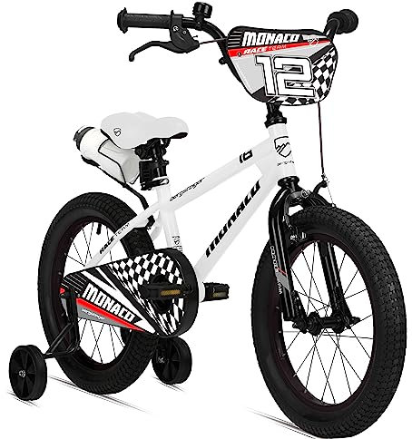 Bergsteiger Monaco 12 Zoll Kinderfahrrad, geeignet für 3 und 4 Jahre, BMX, Stützräder, Rücktrittbremse, Trinkflasche, Kettenschutz