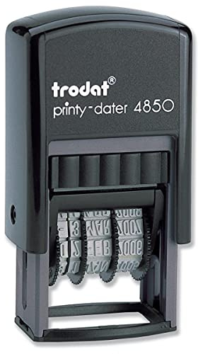 Trodat 4850 25 x 10mm - Personalised Date Rubber Stamp - with 1 Line of Text and Blue and Red Ink