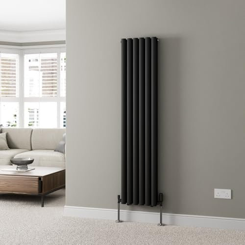 DuraTherm® 1600 x 360mm Black Vertical Designer Radiator Double Column Oval Tube Modern Central Heating Panel Bathroom Radiators
