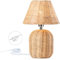 Tischlampe Rattan aus Bambus E14 Nachttischlampe mit Stecker und Schalter Retro Natur Leselampe Handgefertigte Gewebte Laternenschirm Tischleuchte mit 1.5M Kabel für Schlafzimmer Wohnzimmer Esszimmer