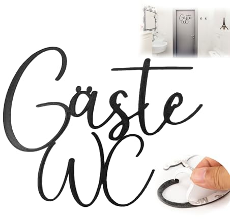 WAVATA Gäste WC Schild Selbstklebend, Toiletten Aufkleber, WC Türschild, Gäste WC Schild, WC Schild Lustig, Türschilder WC Selbstklebend, Toilettenschild, WC Aufkleber, WC Deko für Innen