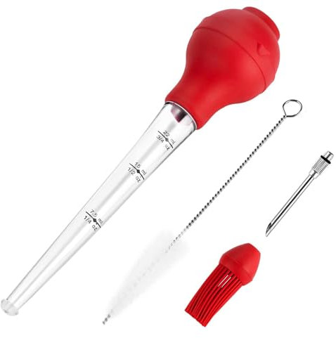 ZEACCT 4 Pezzi Carne di Siringa di Tacchino Baster, Turchia Baster Set, Siringa per Aroma di Marinata, Siringa Baster per Tacchino, per Barbecue Carne Manzo Pollo Pasticceria Marmellata