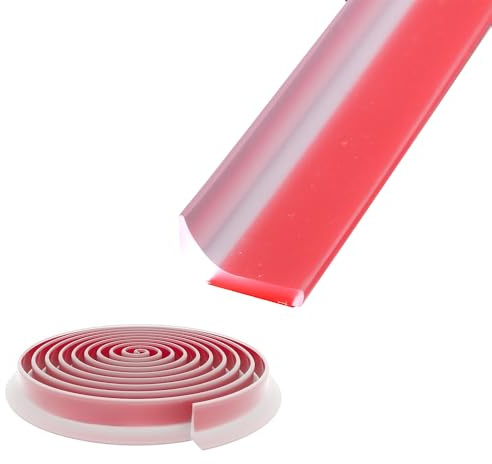 Shower Threshold Water Dam,Self Adhesive Silicone Waterproof Barrier Bathroom and Kitchen Shower Water Stopper Guard for Dry And Wet Separation Caulk Seal Strip Edge Trim(39Inch, Transparent)