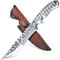 Japaknives Outdoor Messer Survival VG10 Stahl Jagdmesser Feststehende Klinge Full Tang Bushcraft Messer mit Lederscheide Camping Messer for Wandern Abenteuer