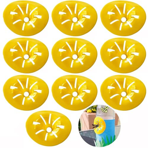 Hezhou Trampa de Avispas Trampa de Embudo Amarilla Trampa para Avispas Trampas para Avispones trampas para Insectos voladores en Forma de Flor atrapasueños Reutilizables (10)