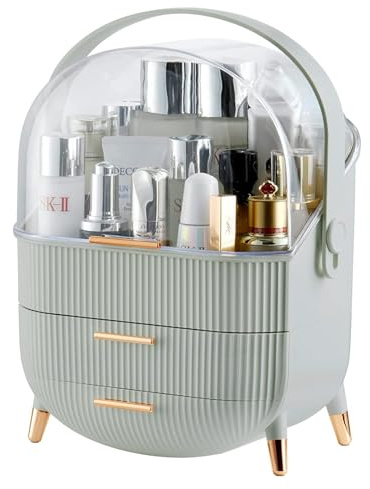 Neo Mint Green Three Layer Cosmetic Makeup Vanity Beauty Storage Organiser Skincare Display Box Case Holder