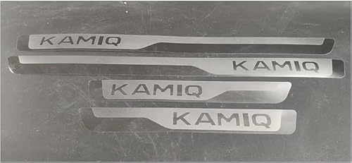 VIPOES 4 Piezas DecoracióN para Estribos para Skoda Kamiq 2018-2022 2023 2024 2025, Acero Inoxidable Protector Umbral Puerta Coche
