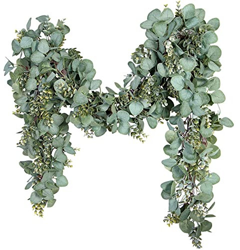Guirlande Fleurs Artificielles Eucalyptus 2M Artificiel Fausse Lieres Plante Fleurs Artificielle Tombante Decoration Intérieur Exterieur Faux Plantes Suspendue Deco Extérieur pour DéCoration Mariage
