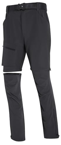 Men's Hiking Pants Convertible Cargo Pants Waterproof Lightweight Quick Dry Zip Off 4 Pockets Fishing Travel Pant Dark Grey 32W×L32