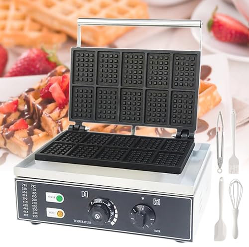 pealiritansemen Macchina per Waffle A Doppia Piastra di Livello Professionale - Piastra per Waffle Elettrica Professionale da 1550 W | Timer Regolabile E Controllo della Temperatura da 50 A 300 °C