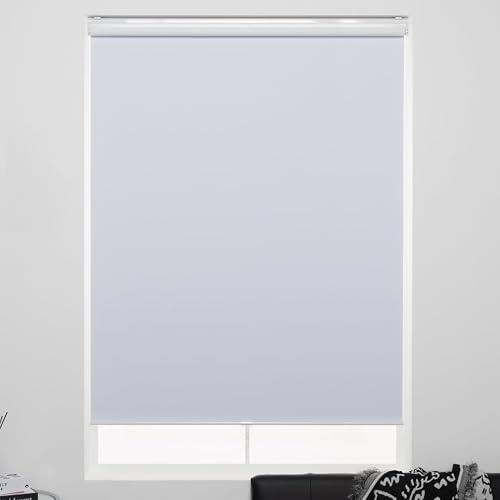 KALYSIE Cordless Roller Shades 100% Blackout Blinds for Windows and Doors, Pull Down Room Darkening Window Shades, Easy to Install for Home and Office, White, Fixed 75 Inches High, 22 Inches Width