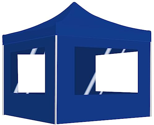 Professionellt hopfällbart festtält med väggar aluminium 2 x 2 m blå