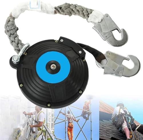 YCNLYSSR Cordón anticaídas para Seguridad en techados y construcción, retráctil con Cinta, Capacidad de Carga de 150 kg, Longitud de 10 m, Equipo de protección Personal contra caídas.