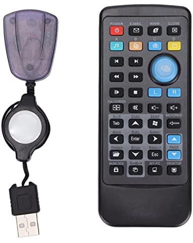 Ouitble Ricevitore USB per telecomando wireless Telecomando universale per computer PC con 34 tasti Plug and Play per intrattenimento multimediale ABS nero