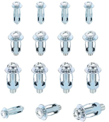QUARKZMAN Ancore Per Pareti Cave In Acciaio, 15Pz M4 M6 M8 Viti Per Cartongesso, Bulloni Molly Per Pareti Cave Adatti Per Cartongesso, Mattoni, Porte In Legno, Muratura, Argento