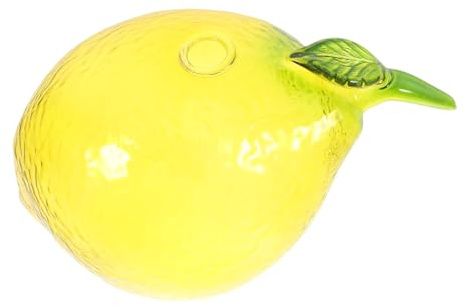 SEWCHICS Lemon Shaped Small Glass Vase Fruit Themed Water Plant Vase Decorative Home Décor for Kitchen and Office Table Centerpiece