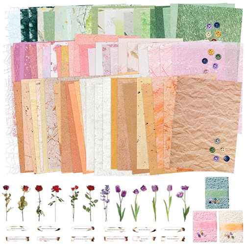 YiiHHooN 78 Hojas Papel Scrapbooking Vintage, Set de Papel para Scrapbook de 3 Colores con Pegatinas, Accesorios de Rejilla para Scrapbook Journal Papel Decorativo Texturizado para DIY