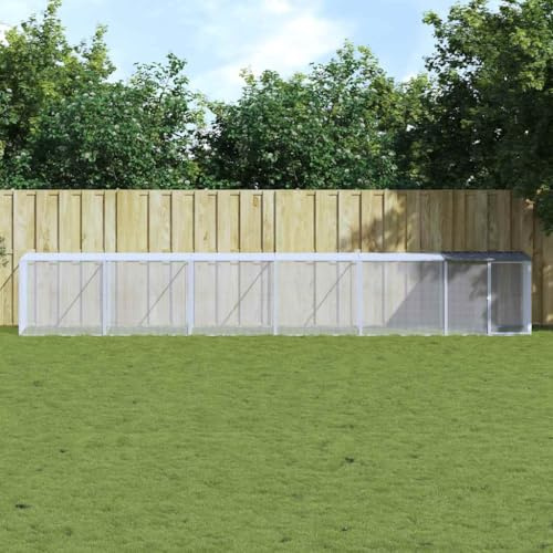 LoogCape Chicken Cage with Roof, Anthracite, 603 x 98 x 90 cm, Galvanised Steel, Durable Hutch with Ventilation and Lockable Door for Chickens, Hens and Small Animals in Indoor and Outdoor Use