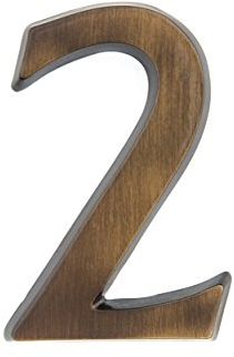 HUBER Hausnummer 2 aus Messing 10 cm I Hausnummern für Haus & Tür I Hausnummer 3D I Hausnummernschilder in edlem Antik Messing 3D Design