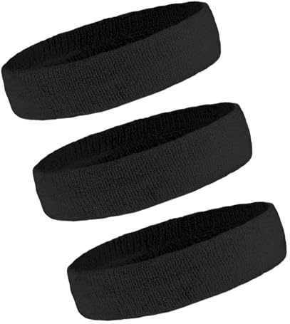 OutdoorEssentials Sweat Bands Headbands Men - Sweatbands for Women - Sports Headband - Sweat Absorbing Headband - Black - Multipack - One Size - Hiking