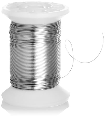 COM-FOUR® Filo in acciaio inox per artigianato e modellismo 45m - filo per composizioni floreali - filo in color argento per fai da te Ø 0,36 mm
