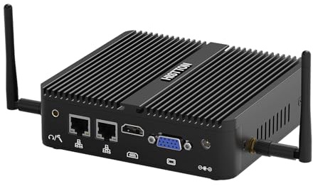 HISTTON PC Industriale J5005 Mini PC Fanless,8GB DDR4 RAM 128GB SSD,2 GbE LAN, Wifi 5, BT4.2,Mini Computer con 2 RS232 COM, 4K HD & VGA,USB3.0 &2.0,Micro PC Win 11 Pro/Linux