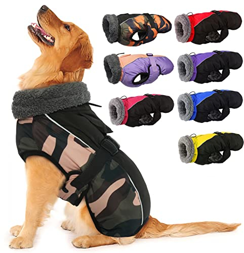 IECOii Hundemantel Winter,Warme Fleece Rollkragen Hundejacke,Wasserdicht Winterjacken Wintermäntel für Hunde,Reflektierend Verstellbar Kaltes Wetter Hundekleidung für Kleine Mittelgroße Grosse Hunde
