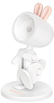 SUFUBAI Cartoon Mini Magnetic Base DIY Cute Rabbit Night Light LED Desk Lamp Portable Adjustable Night Light Eye-Protection for Home Office Dorm Room Girl Boy Decor Gift(Rabbit-White)
