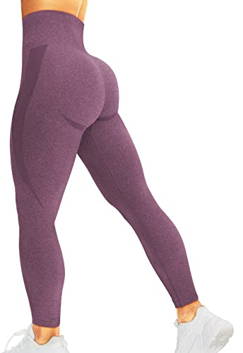 corcoar Sport Leggings Damen Hoch Taille Seamless Blickdicht Leggings Booty Lifting Po Push Up Gym Yoga Sporthose Burgund M