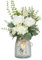 YELIKIT Artificial Fake Flowers Plant with Vase, Faux Silk Roses Floral Hydrangea Bouquet in Vase, Table Centerpiece Decorations Wedding Bouquets for Party Office Farmhouse Kitchen Home Decor, White