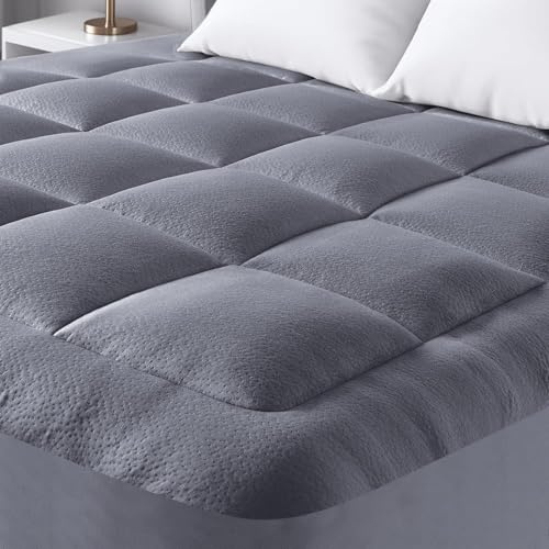 Niagara Sobrecolchón de bambú | Topper para colchón 180 x 200 cm | Grosor 2.5 cm | Refrescante, Transpirable para aliviar el Dolor de Espalda, Bolsillos Profundos para colchones de 20-50 cm, Gris