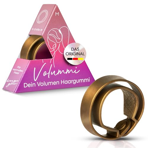 Volummi Haargummi – Innovativer Zopfgummi für sichtbar mehr Volumen im Pferdeschwanz – Starker Halt & schonend für Haare – Das Original Made in Germany [Bronze Glow M für mittlere Haarstärke]