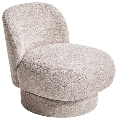 Beliani Sillón Club Giratorio Respaldo Curvo tapizado bouclé Beige Aylo