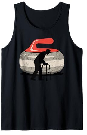 Hombre Hombre Viejo Silueta Piedra De Curling Camiseta sin Mangas