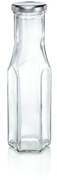 Leifheit Sechskantflasche, 256 ml, Einmachglas, Weckglas ideal für Eingemachtes, dekoratives Vorratsglas, ideal zum Einmachen von Marmelade und Obst, spülmaschinengeeignet, Glasflasche