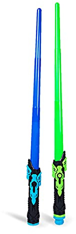 Boley Light Saber for Kids – Blue & Green Extendable LED Toy Swords for Kids – Interactive Sound Light-Up Playset – Fun Dueling Swords for Sci-Fi Cosplay and Pretend Play – Ages 3+, 2 Pack