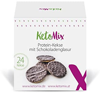 KetoMix Protein-Kekse mit Schokoladenüberzug | 24 Kekse, 264 g | Eiweiß Snack mit niedrigem Zuckerinhalt | Zuckerfrei Keks