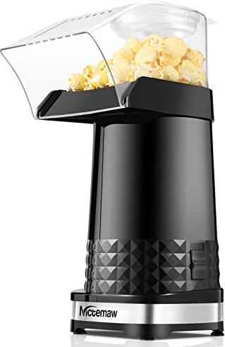Palomitero, Palomitero Eléctrico, Máquina para Hacer Palomitas, 1200 W, con vaso Medidor y tapa Extraíble, aire Caliente, no Necesita Aceite negro