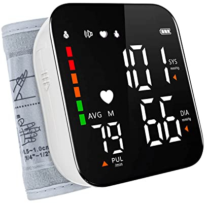 Greetmed Wrist Blood Pressure Monitor Automatic Talking Wrist Blood Pressure Cuff Digital Full Screen LED Display Bp Machine Adjustable Bp Cuff Voice Broadcast Health Care for Home Use