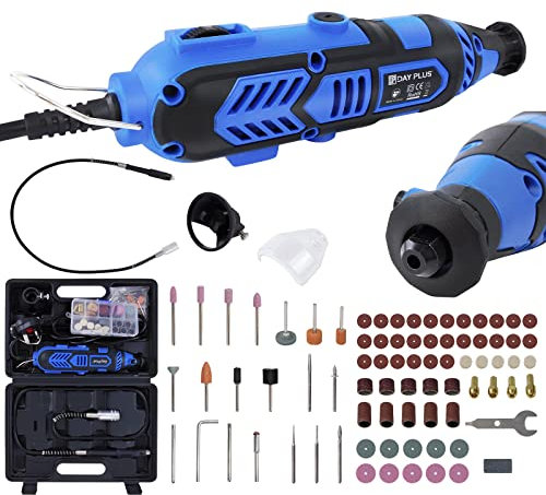 135W Multifunktionswerkzeug Rotationswerkzeug, Mini Mehrzweckschleifmaschine mit 6 Variabler Drehzahleinstellungen, Drehwerkzeug mit 80 Zubehör, Geschwindigkeit 10000-35000RPM zum Schnitzen, Schleifen