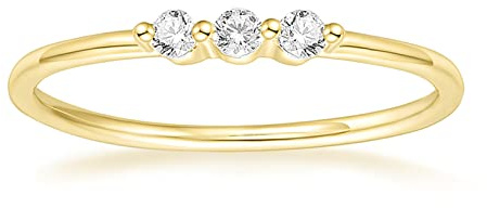 Titaniumcentral Damen Ringe Schmal Vorsteckring Gold 14K Vergoldet Zirkonia Schlicht Verlobungsringe Eheringe (60 (19.1))