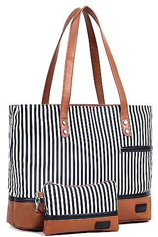 Pearl Angeli Laptop Handtasche Damen,Groß 15,6 Zoll Aktentasche,Laptoptasche Schultertaschen,Notebooktasche Tasche mit 3 Fächern für Büro(Braun)