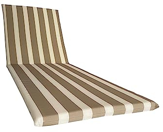 Il Tuo Artigiano Design Cuscino Impermeabile per Lettino prendisole fasciato - 190x60 cm Poliestere Idrorepellente - Cuscino sfoderabile made in Italy (Bianco e beige)