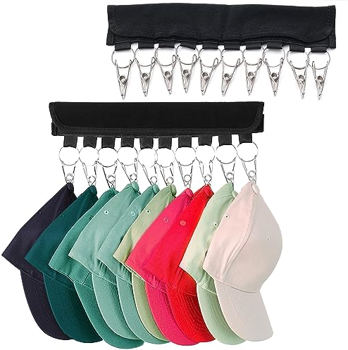 TULEBOLIAN 2 Stücke Hut Organizer Kleiderbügel,Baseball Cap Halter,10 Clips,für Schals,Krawatte,Verschiedenen Hüten,Unterwäsche